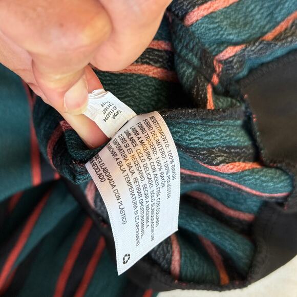 Wild Fable Striped V Neck Wide Leg Indie Flowy Jumpsuit Teal Multicolor - Picture 11 of 14